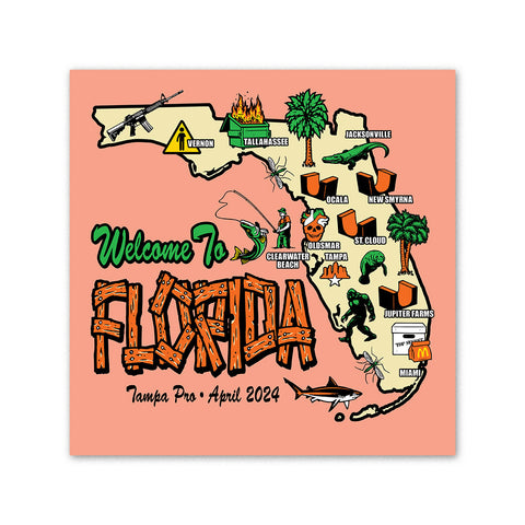 30  Years of SPoT (Skatepark of Tampa) print, Welcome to Florida (Coral) by Sean Cliver.