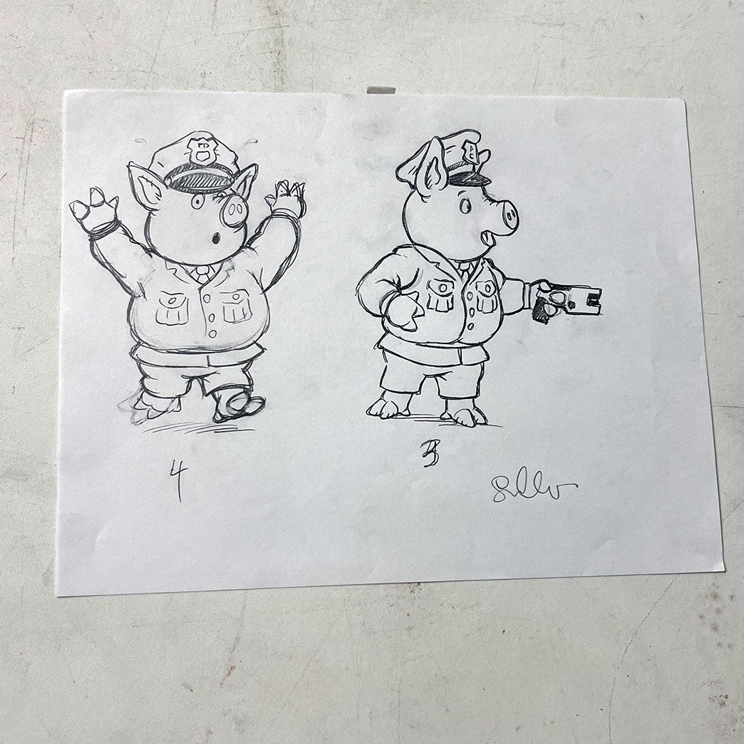 Sean Cliver / Original Art / BBQ Pigs (Pencil) – StrangeLove
