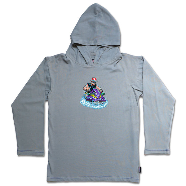 Jet Ski / Gray / Long Sleeve Hooded T-Shirt