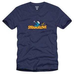 Strangelove Skateboards Blue Moon graphic t-shirt by Todd Bratrud in Metro blue