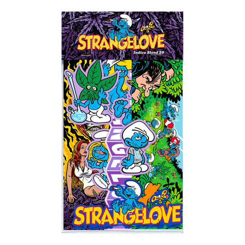 StrangeLove Skateboards sticker pack #20, Indica Blend. Featuring the artwork of Todd Bratrud.