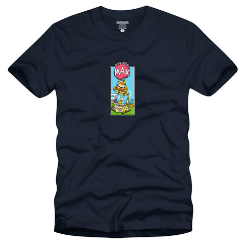 StrangeLove Skateboard Max Murphy Tree t-shirt, featuring pink tree on navy tee. Graphic by Sean Cliver.