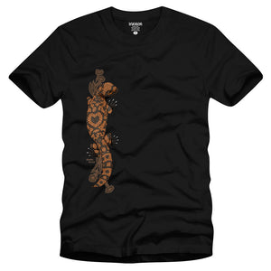 StrangeLove Skateboards Monica Torres graphic t-shirt in black featuring a gila monster graphic by Sean Cliver.