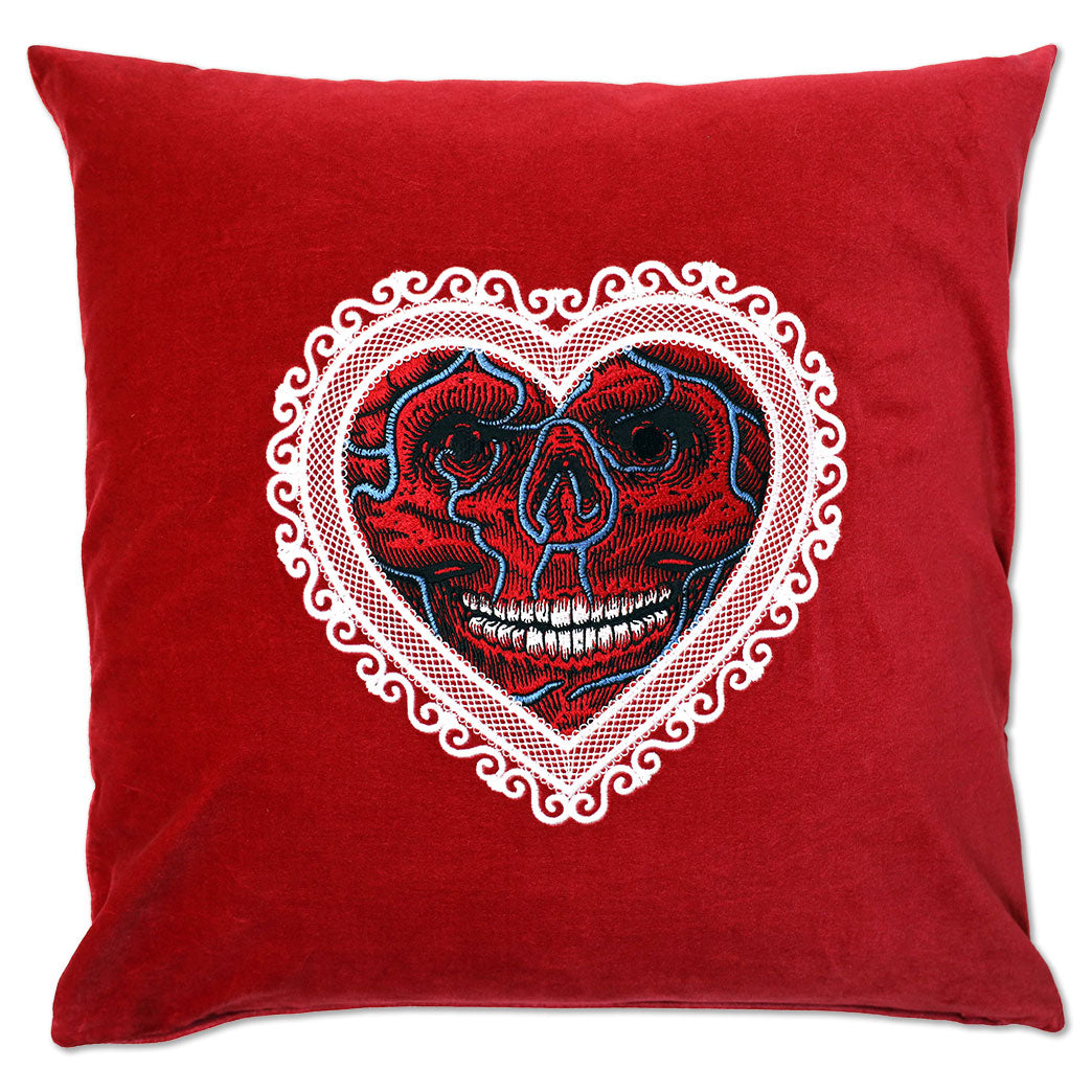 Heart Skull / Pillow (Embroidered)