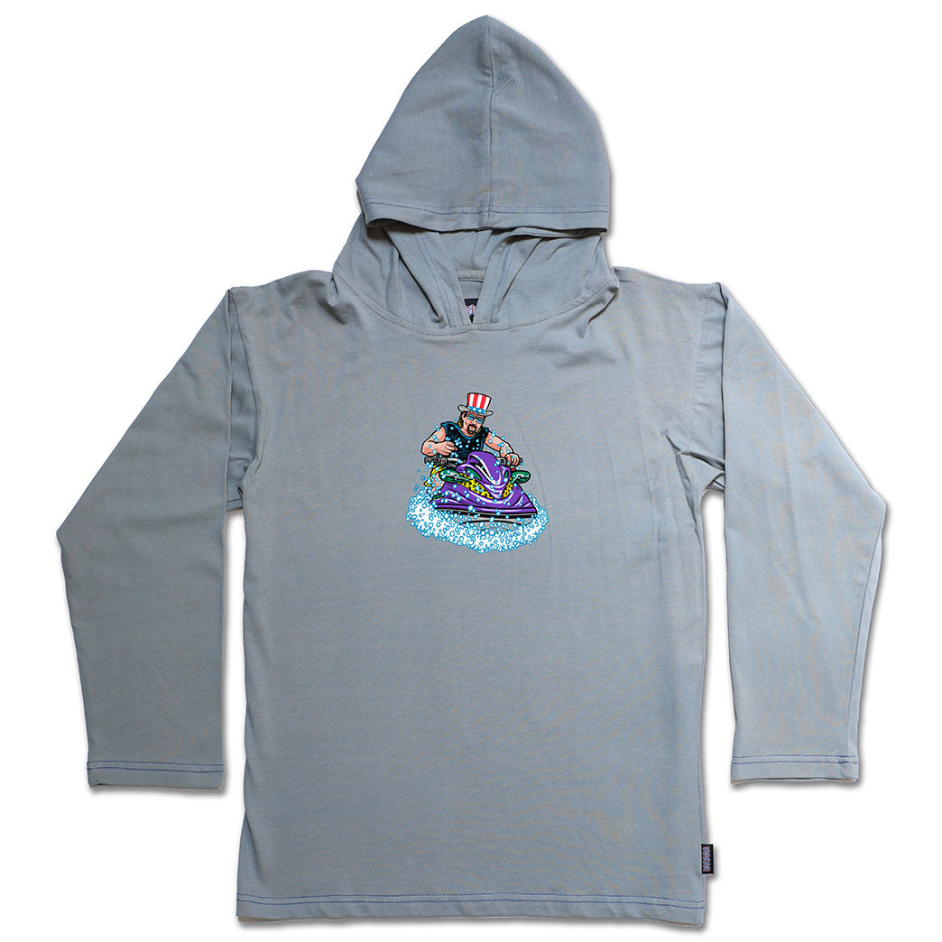 Jet Ski / Gray / Long Sleeve Hooded T-Shirt
