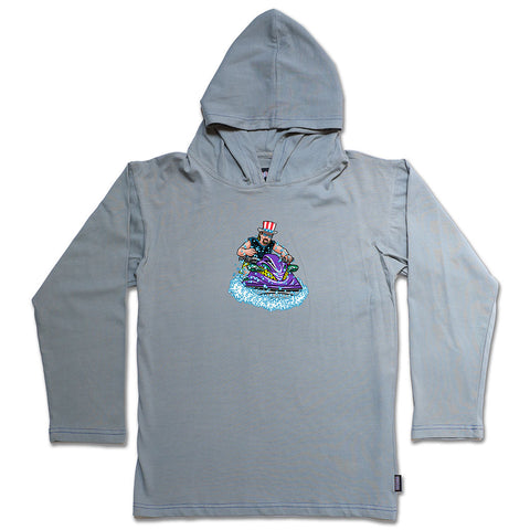 Jet Ski / Gray / Long Sleeve Hooded T-Shirt